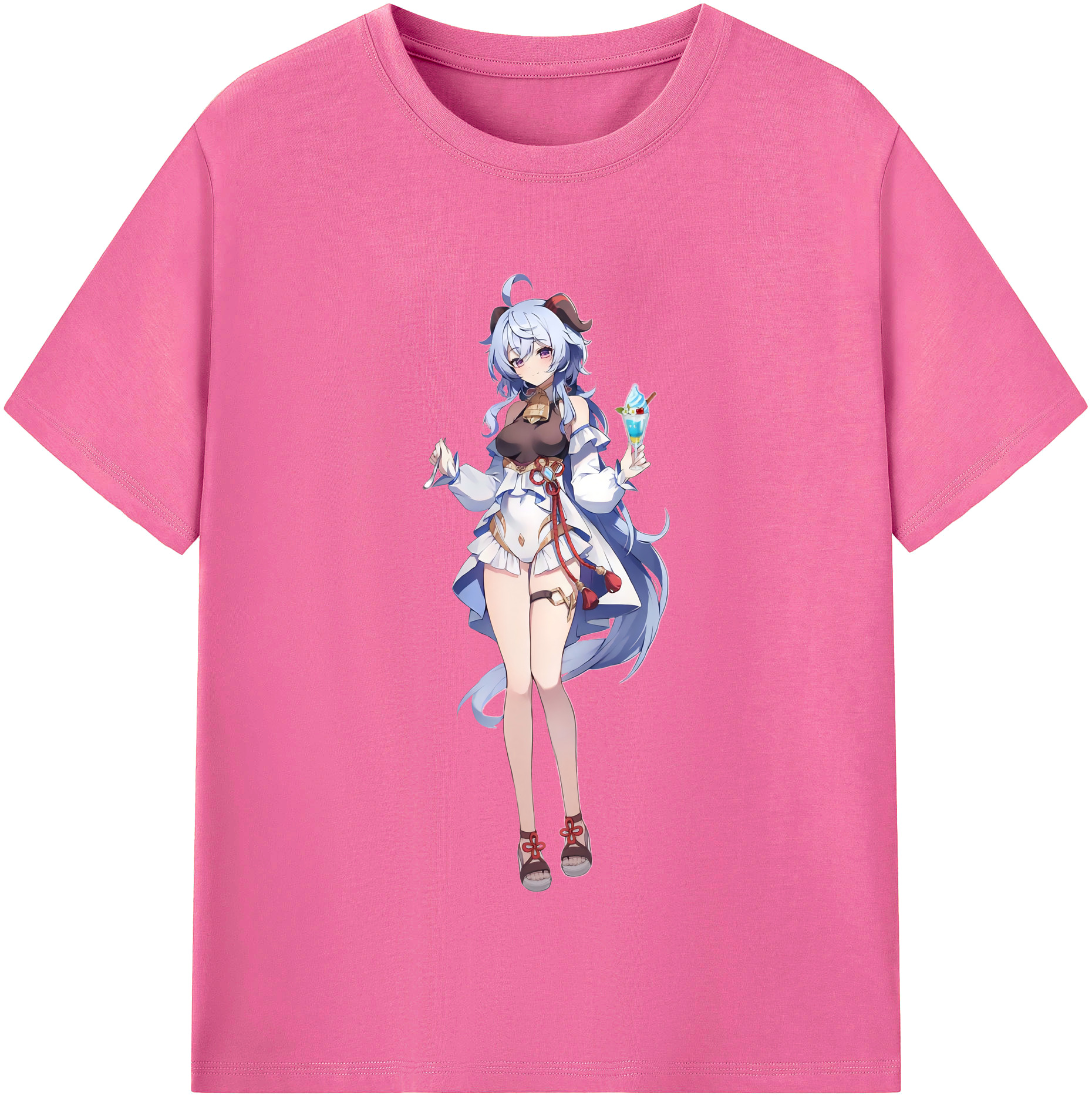 げんし神 甘雨 かんう genshin Ganyu レディースカジュアルプリントTシャツ（綿100％）
